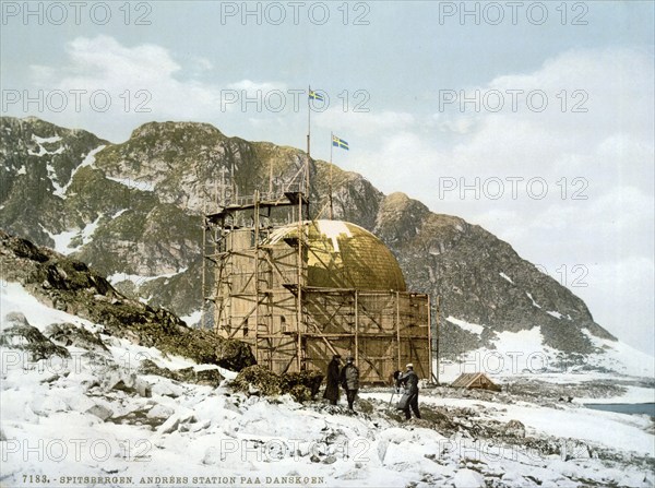 Andree's Station, from here Salomon August Andree started a balloon flight to the North Pole in 1896, Danskoen, Dansk, ya), Spitsbergen, around 1895, Historical, digitally restored reproduction from a 19th century original, Record date not stated