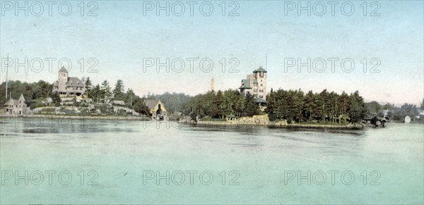 Hopewell Hall and Castle Rest, Thousand Islands, New York State, USA, Historic, digitally restored reproduction from a 19th century original, Record date not stated, North America