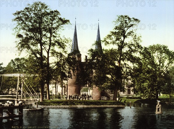 The East Gate, Delft, Netherlands, ca 1895, Historical, digitally restored reproduction from a 19th century original, Record date not stated