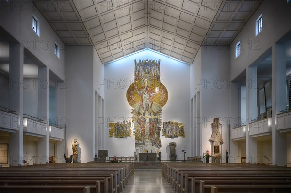 Interior view of choir, altar, Cathedral Church of St Eberhard, Eberhardskirche, Stuttgart, Baden-Württemberg, Germany, Europe