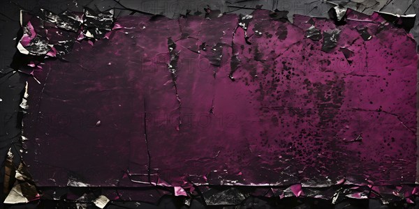 Vintage style collage featuring textured grunge posters in hues of grey and magenta, AI generated