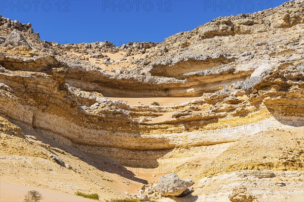 Eroded rock landscape at a fossilised reef edge, Huqf stone desert, Arabian Peninsula, Sultanate of Oman