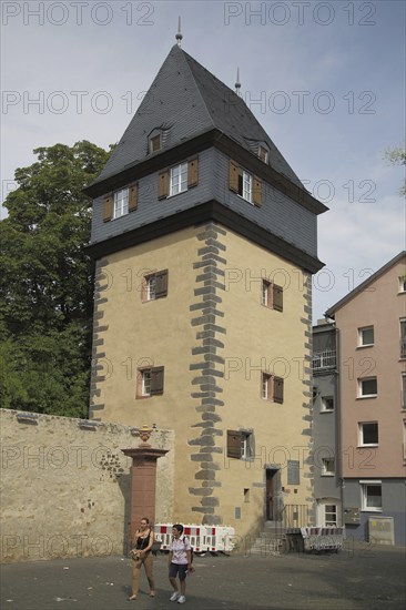 Historic cowherd's defence tower the elephant, fortified tower, tower, Große Rittergasse, Alt-Sachsenhausen, Sachsenhausen, Main, Frankfurt, Hesse, Germany, Europe