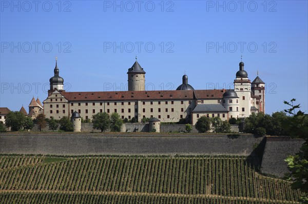 South side, Marienberg Fortress, Würzburg, Lower Franconia, Bavaria, Germany, Europe