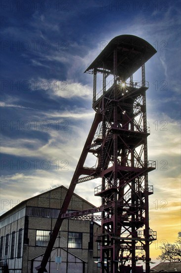 Brassac les Mines. Headframe of Puits Bayard closed in 1978 near the mine museum. Puy de Dome department. Auvergne Rhone Alpes. France