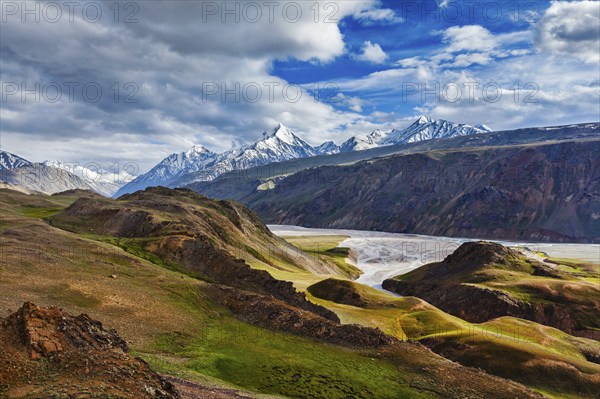 Himalayan landscape near Chandra Tal lake. Spiti Valley, Himachal Pradesh, India, Asia