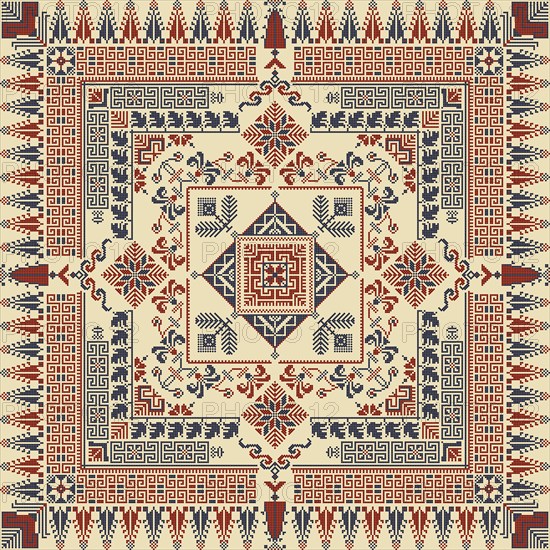 Embroidery Tatreez pattern, Palestinian fashion vector ornament