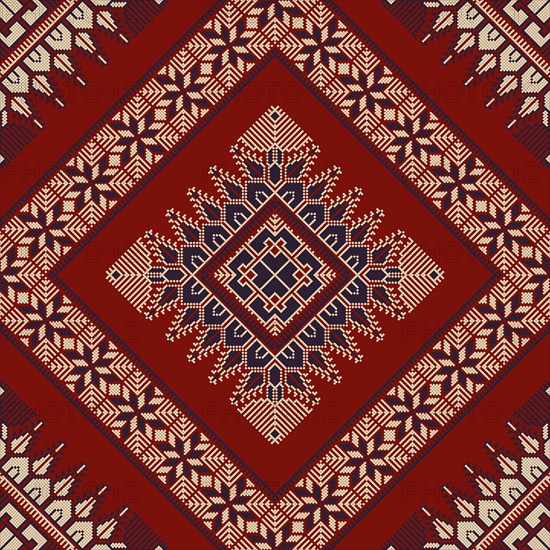 Embroidery Tatreez pattern, Palestinian fashion vector ornament