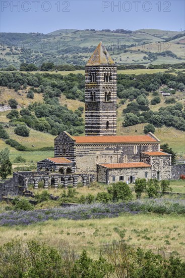 Abbey church, Basilica della Santissima Trinità di Saccargia, Ploaghe, Province of Sassari, Sardinia, Italy, Europe