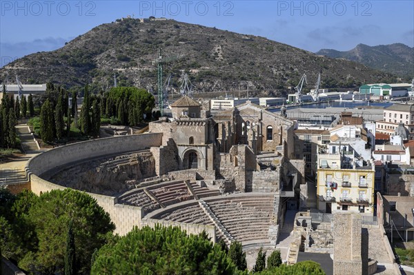 Teatro Romano, Roman amphitheatre, old town of Cartagena, Region of Murcia, Spain, Europe