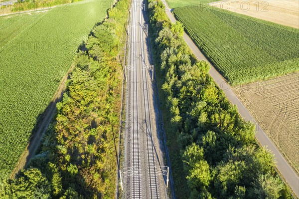 Railway track rails railway line train railway line aerial aerial photo, Stuttgart, Germany, Europe