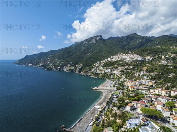 Vietri sul Mare from a drone, Amalfi Coast, Salerno, Campania, Italy, Europe