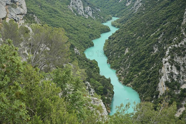 Gorges du Verdon, Verdon Gorge, Verdon, river, gorge, cliffs, mountains, rocks, landscape, view from above, turquoise, water, Provençal Alps, Western Alps, Alps, Alpes-de-Haute-Provence, Provence, France, Europe