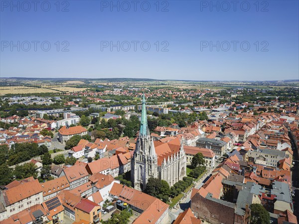 A bird's eye view of the old town centre of Mühlhausen