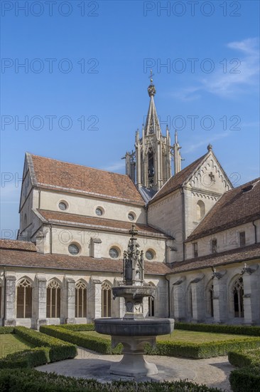 Monastery church, Protestant church, courtyard with garden, Bebenhausen, district of Tübingen, Baden-Württemberg, Germany, Europe