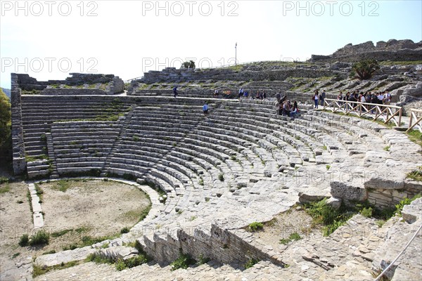 The Greek theatre in the former ancient city of Segesta, the province of Trapani, Sicily, Italy, Europe