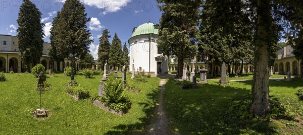 Burial Ground and Arcades with Gabriel Chapel, Mausoleum for Prince Archbishop Wolf Dietrich, Sebastian Cemetery, Church of Saint Sebastian, Salzburg, Austria, Europe