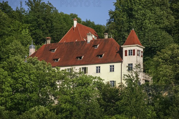 Klingenstein Castle, historic building, architecture, trees, lush greenery, peaceful, idyllic landscape, small castle in the Blautal valley, Blaustein, Baden-Württemberg, Germany, Europe