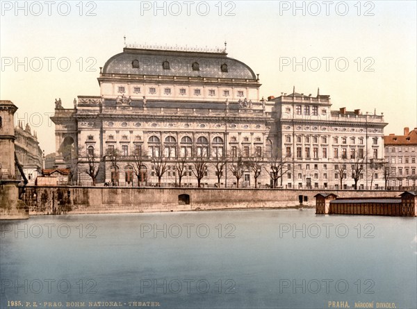 The National Theatre, Prague, Czech Republic, c. 1890, Historical, digitally restored reproduction from a 19th century original, The National Theatre, Prague, Czech Republic, c. 1890, Historical, digitally restored reproduction from a 19th century original, Europe