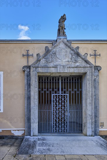 Closed portal, Archabbey of St. Martin of the Benedictine monastery of Beuron in the Upper Danube Valley near Sigmaringen, Baden-Württemberg, Germany, Europe