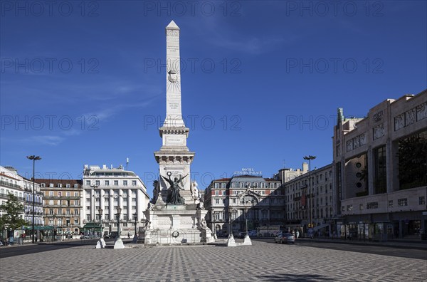 Praça dos Restauradores with monument to the Restoration War, Lisbon, Portugal, Europe