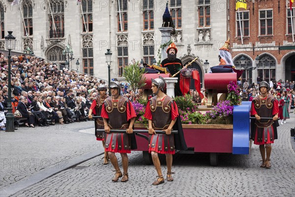 BRUGES, BELGIUM, MAY 17: Annual Procession of the Holy Blood on Ascension Day. Locals perform an historical reenactment and dramatizations of Biblical events. May 17, 2012 in Bruges (Brugge), Belgium, Europe