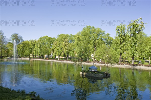 Grimma town park with swan pond