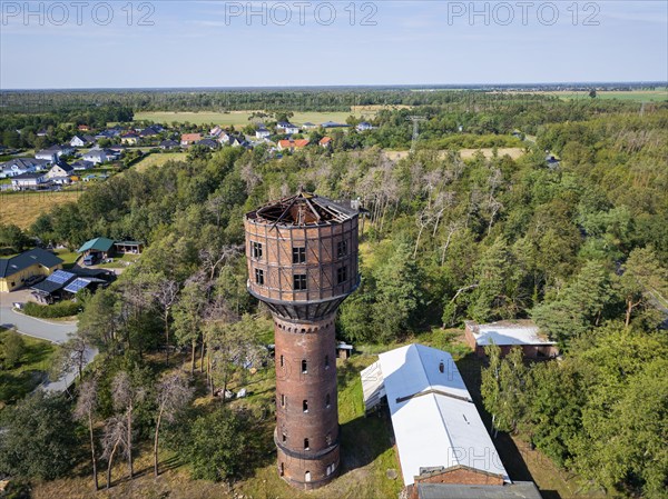 Water tower in Neudorf, the ruinous but imposing building is to be sold again, Water tower, Neudorf, Saxony, Germany, Europe