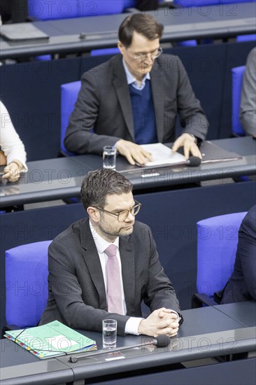 Marco Buschmann (FDP), Federal Minister of Justice and Karl Lauterbach (SPD), Federal Minister of Health, recorded during the government consultation, in Berlin, 24 April 2024