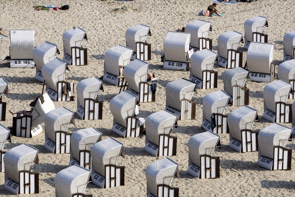 Beach chairs on the beach in Sellin on the island of Rügen, 13/09/2016