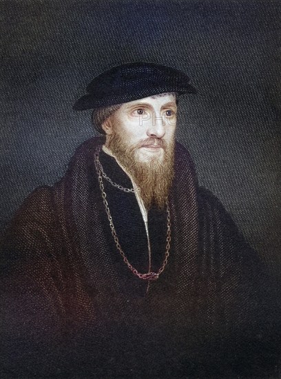 Sir Anthony Denny 1501-1549, close confidant of Henry VIII. Supporter of Protestant reform at court. From the book Lodge's British Portraits published in London 1823, Historical, digitally restored reproduction from a 19th century original, Record date not stated