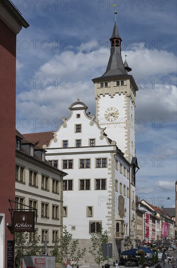Town Hall with Grafeneckart the oldest part of the Würzburg Town Hall, Würzburg, Lower Franconia, Bavaria, Germany, Europe