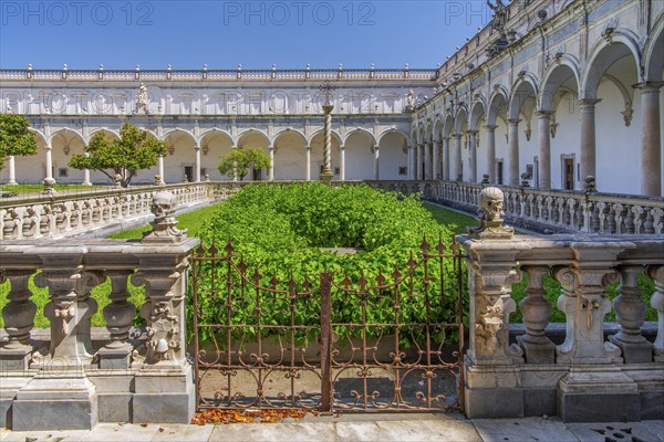 Inner courtyard with cloister of San Martino Monastery, Naples, Gulf of Naples, Campania, Italy, Europe