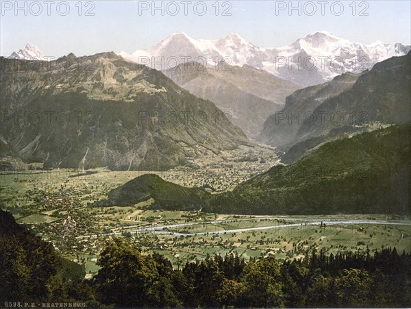 Beatenburg, Beatenberg, from Amisbuhl, Bernese Oberland, Switzerland, Historic, digitally restored reproduction from a 19th century original, Record date not stated, from Amisbuhl, Bernese Oberland, Switzerland, Historic, digitally restored reproduction from a 19th century original, Record date not stated, Europe