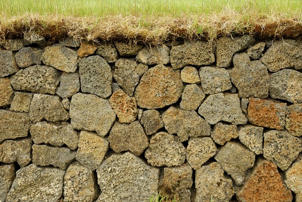 Stone wall, lava stones, Iceland, Europe