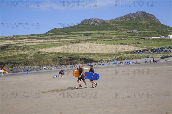 Bodyboarding Whitesands beach St Davids Pembrokeshire Wales, United Kingdom, Europe