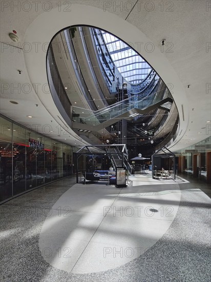 Stilwerk Düsseldorf, interior photo, elliptical atrium with surrounding galleries on five sales floors, Germany, Europe