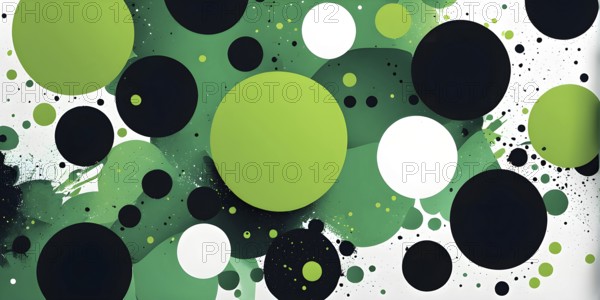 Minimalist illustration featuring abstract shapes to convey fun and ease, wallpaper with green color accent, AI generated