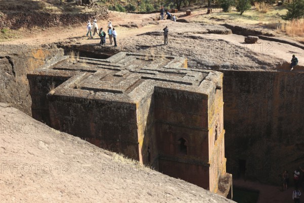 Rock churches in Lalibela, the rock church of St George, Bete Kiddus Georiys, Bete Ghiorgis Church, Ethiopia, Africa