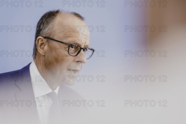 Friedrich Merz, CDU party chairman, at the Federal Press Conference on the consequences of Solingen. Berlin, 27.08.2024