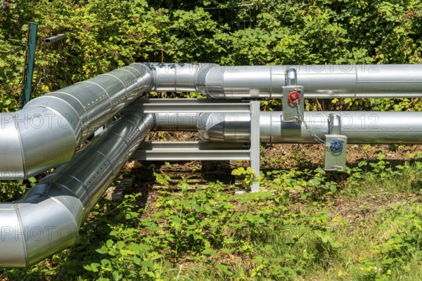 District heating Pipelines from the district heating power plant to the households with district heating Heating, hot water preparation, Bochum, North Rhine-Westphalia, Germany, Europe