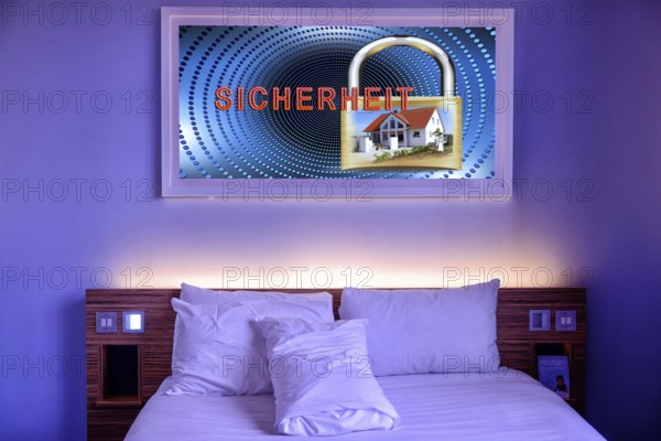 Symbolic image, bedroom, peaceful sleep, security, burglary, theft, robbery, liability insurance, household contents insurance, insurance loss, building security, devastation, police, risk, Germany, Europe