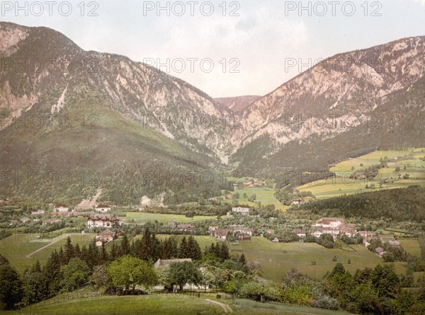 Reichenau an der Rax is a market town located at the foothills of the Vienna Alps in Lower Austria, Austria, c. 1890, Historical, digitally restored reproduction from a 19th century original Reichenau an der Rax is a market town located at the foothills of the Vienna Alps in Lower Austria, Austria, c. 1890, Historical, digitally restored reproduction from a 19th century original, Europe