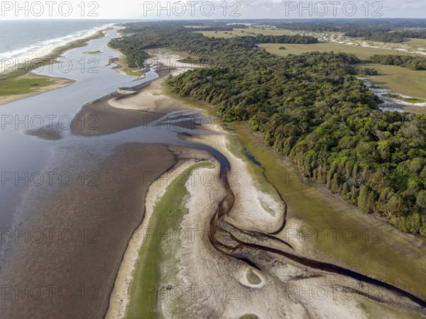 Beach in Loango National Park, Parc National de Loango, aerial view, Ogooué-Maritime Province, Gabon, Africa
