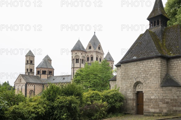 Romanesque monastery church, Benedictine Abbey Maria Laach, Eifel, Rhineland-Palatinate, Germany, Europe