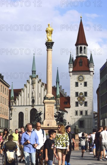 Europe, Germany, Bavaria, City of Munich, City Centre, Marienplatz, Old Town Hall and Marian Column, Europe
