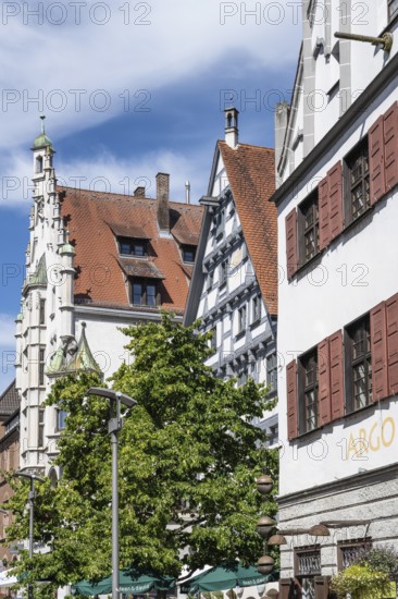 Historic townhouses in detail, harbour alley and old town of Ulm, Baden-Württemberg, Germany, Europe