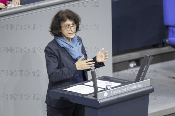 Canan Bayram, Member of the German Bundestag (Bündnis 90/Die Grünen), gives a speech in the plenary session of the German Bundestag in Berlin, 14 March 2024