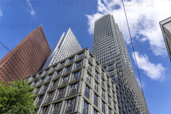 High-rise buildings in the city centre near the central station, Skyline, in the city centre of The Hague, Netherlands