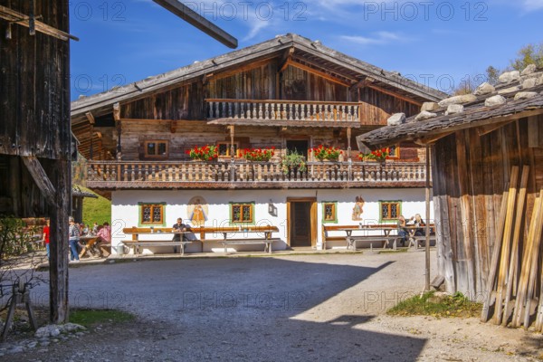 Markus Wasmeier Farm Museum in autumn, Schliersee, Mangfall mountains, Upper Bavaria, Bavaria, Germany, Europe